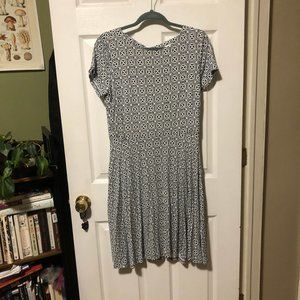 Blue white knit skater dress LOFT 6